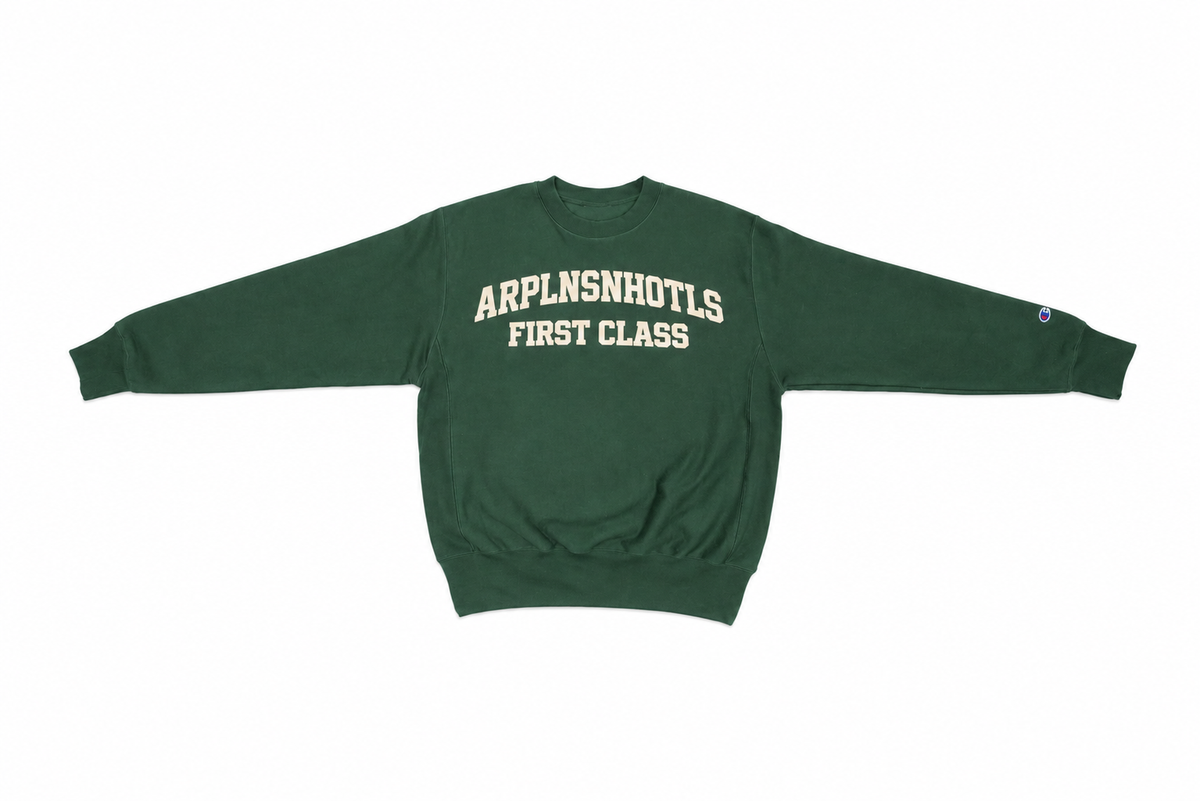 First Class Crewneck — Forrest Green /White