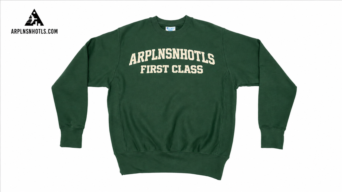 First Class Crewneck — Forrest Green /White