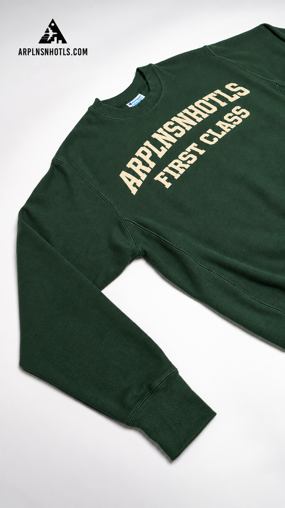 First Class Crewneck — Forrest Green /White